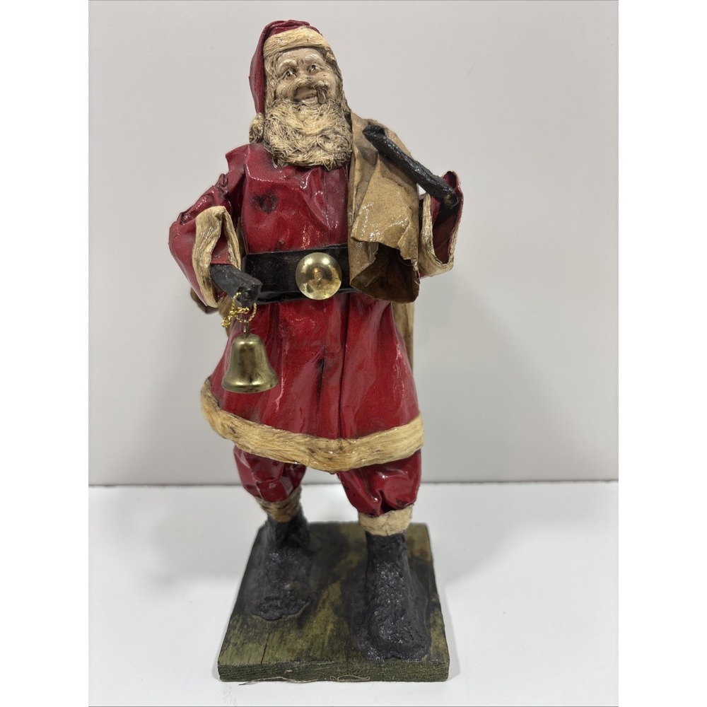 Vintage Folk Art Paper‎ Mache Santa Claus Christmas 9 Inches Tall